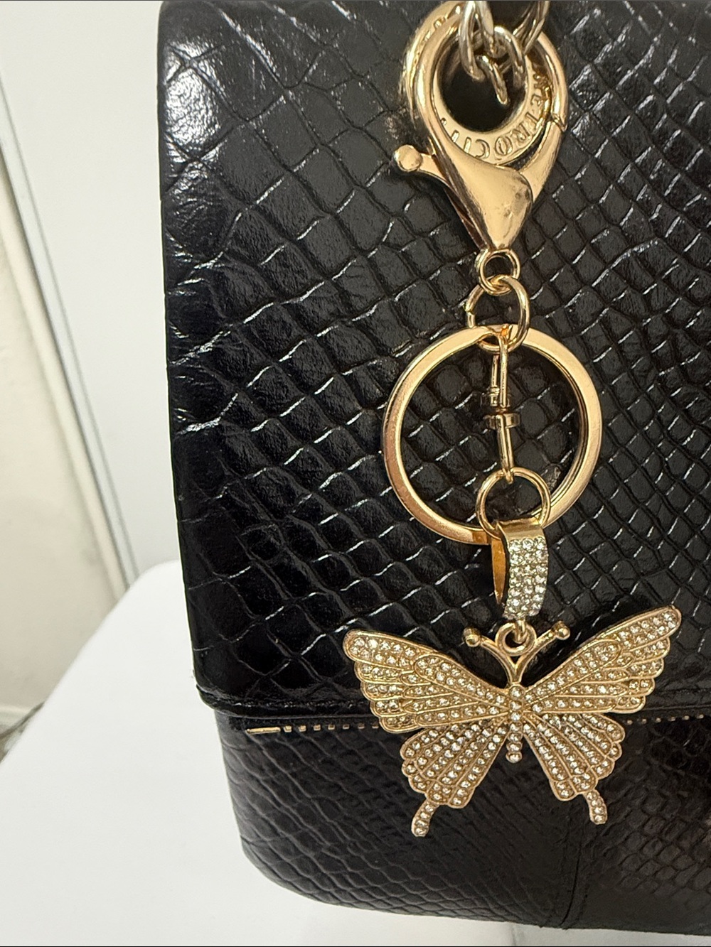 Gold Butterfly Crystal Keychain Key & Card Holder Charm